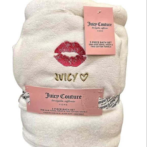 Juicy Couture Home Lips Logo Print 3-PC Bath Set - Picture 2 of 5